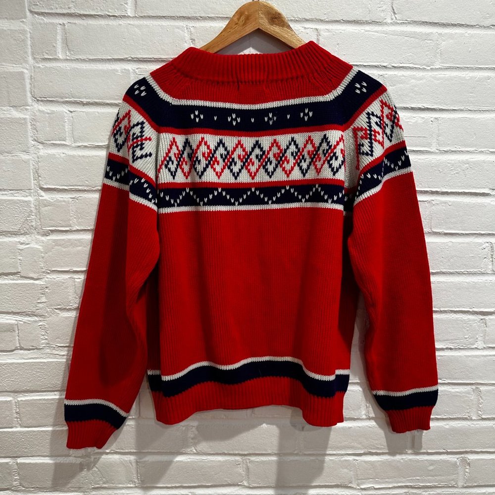 Vintage 70s JC Penny Acrylic Nordic Christmas Ski Sweater Men's Large